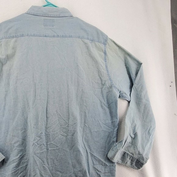 Wrangler Shirt Men's Long Sleeve Button Up Collared Denim Blue Extra Large - Picture 12 of 12